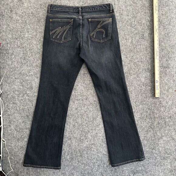 Michael Kors Jeans Women 10 Blue Bootcut Dark Embroidered Y2K Designer Logo - Picture 9 of 11